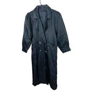 Vintage Sport Crest Utex‎ Black Nylon Long Trench Coat Size 4